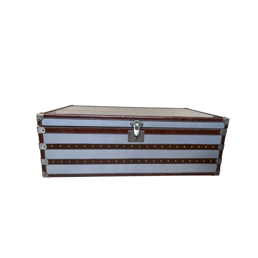 Stainless Steel & Leather Trunk 122cm image 0